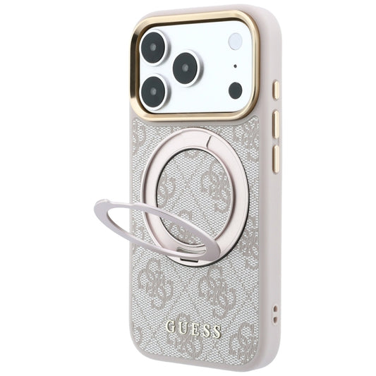 MagSafe puzdro pre Apple iPhone 18 Pro Max / 17 Pro Max, Guess, Ring Stand Classic Logo, Ružové
