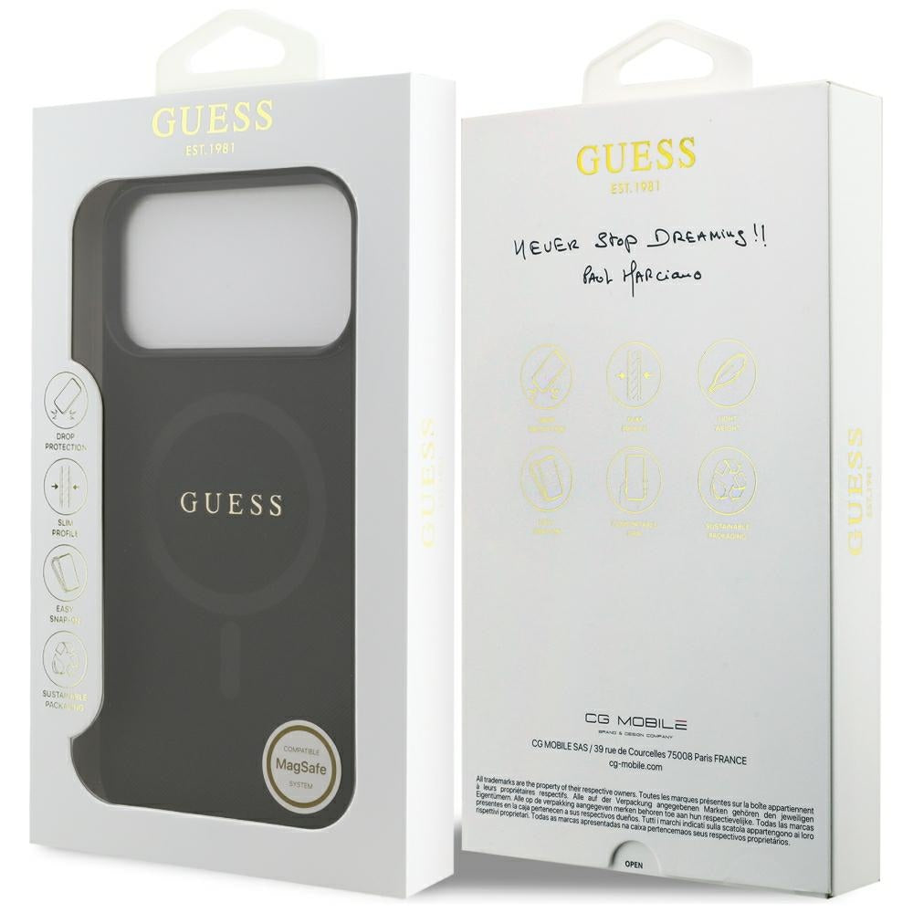 MagSafe puzdro pre Apple iPhone 18 Pro Max / 17 Pro Max, Guess, Saffiano, čierne