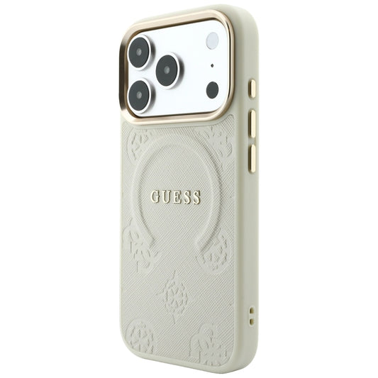 MagSafe puzdro pre Apple iPhone 18 Pro Max / 17 Pro Max, Guess, Saffiano Peony Hot Stamp, Béžová