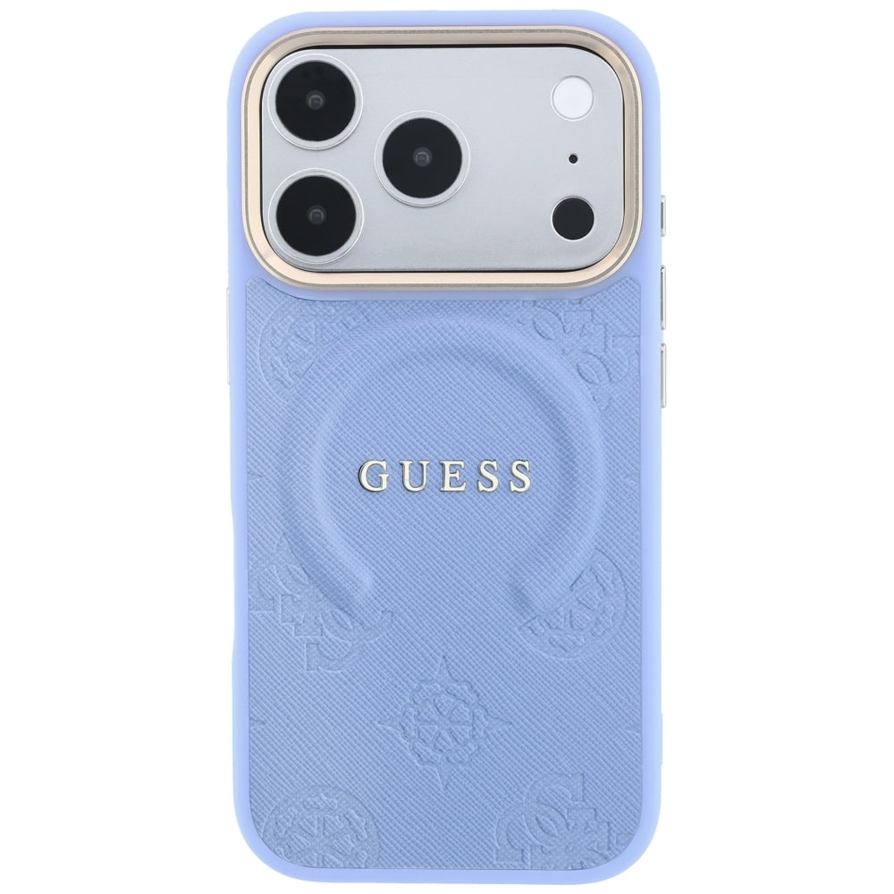 MagSafe puzdro pre Apple iPhone 18 Pro Max / 17 Pro Max, Guess, Saffiano Peony Ring, modré