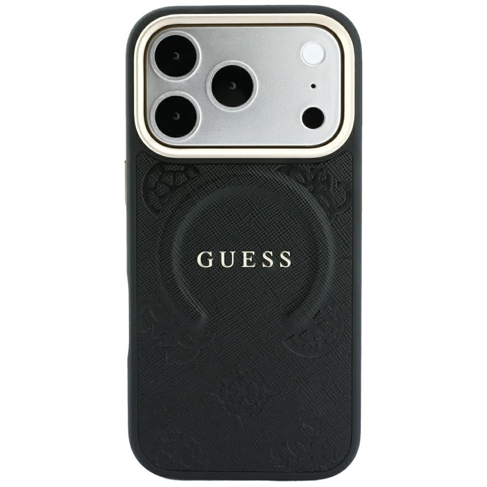 MagSafe puzdro pre Apple iPhone 18 Pro Max / 17 Pro Max, Guess, Saffiano Peony Ring, čierne