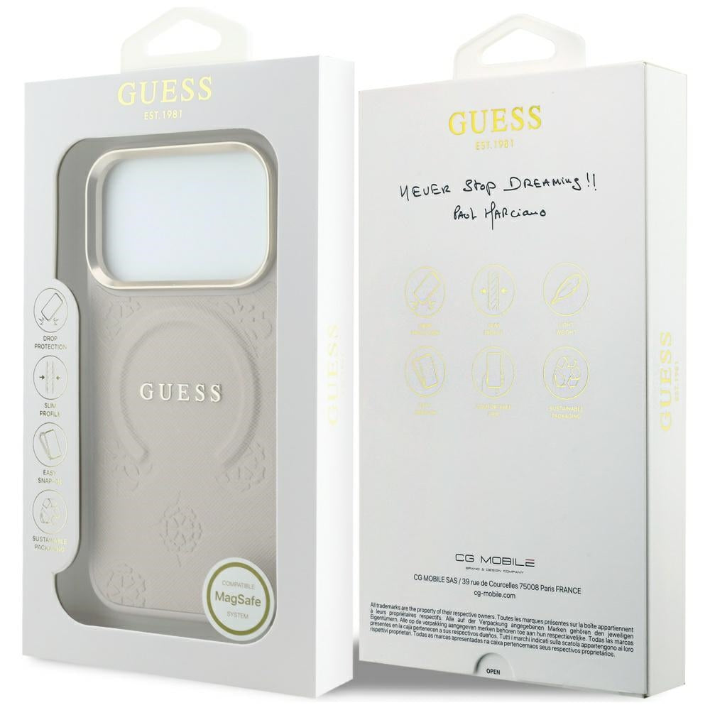 MagSafe puzdro pre Apple iPhone 18 Pro Max / 17 Pro Max, Guess, Saffiano Peony Ring, Ružové