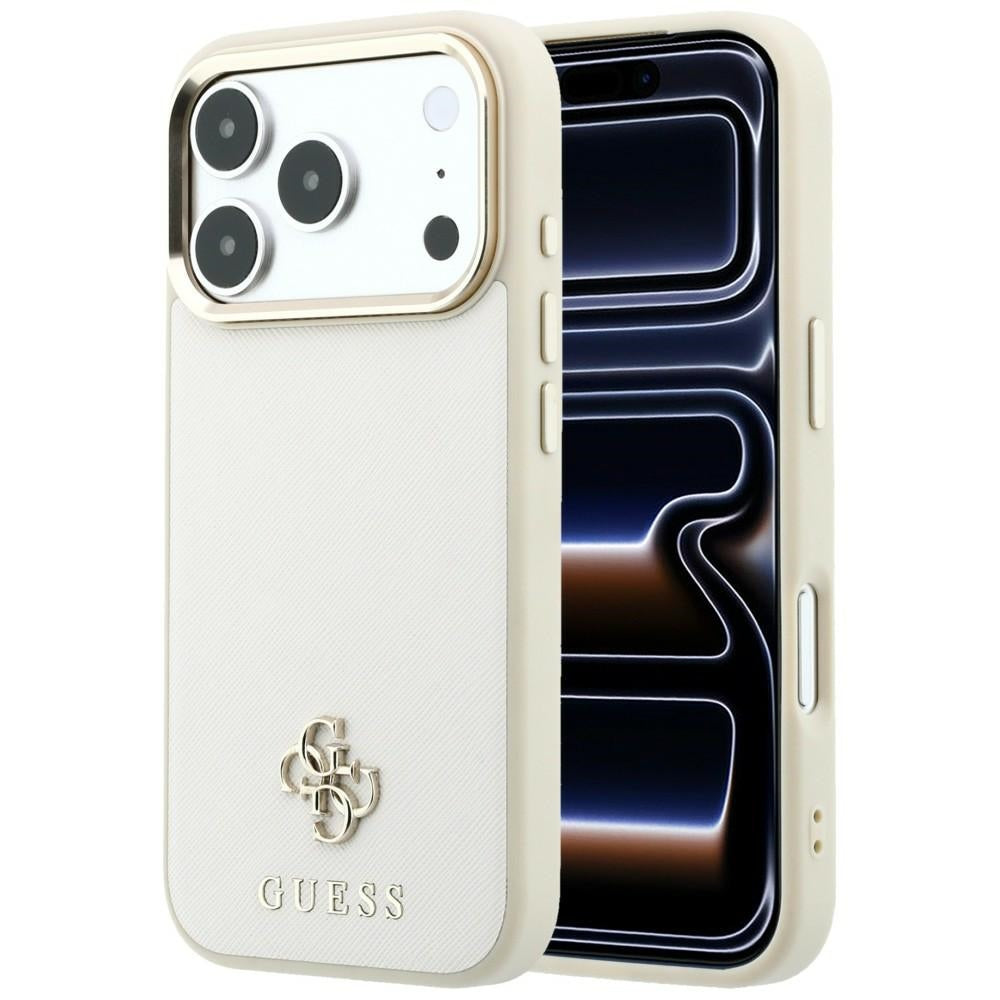 MagSafe puzdro pre Apple iPhone 18 Pro Max / 17 Pro Max, Guess, Saffiano Small 4G Classic, Béžová