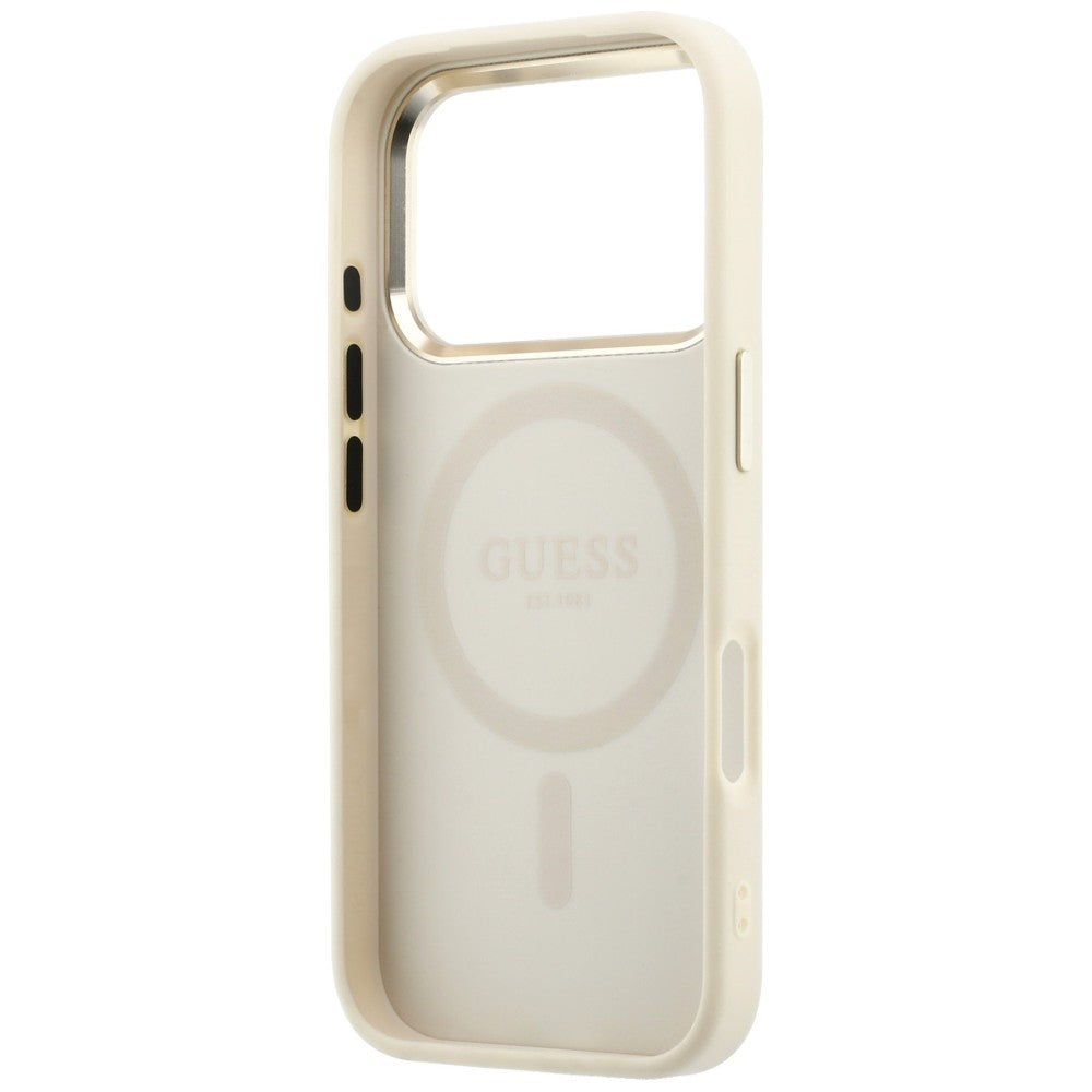MagSafe puzdro pre Apple iPhone 18 Pro Max / 17 Pro Max, Guess, Saffiano Small 4G Classic, Béžová