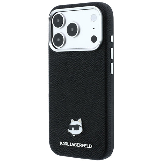 Puzdro MagSafe pre Apple iPhone 18 Pro Max / 17 Pro Max, Karl Lagerfeld, Grained Choupette Head Metal, čierne