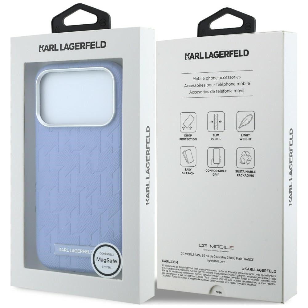 MagSafe puzdro pre Apple iPhone 18 Pro Max / 17 Pro Max, Karl Lagerfeld, Grained Mono Resin Logo, Bleu