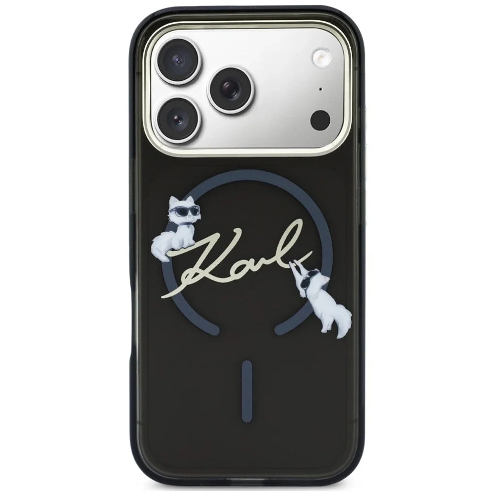 MagSafe puzdro pre Apple iPhone 18 Pro Max / 17 Pro Max, Karl Lagerfeld, IML Choupette Karl Script Logo, Čierne
