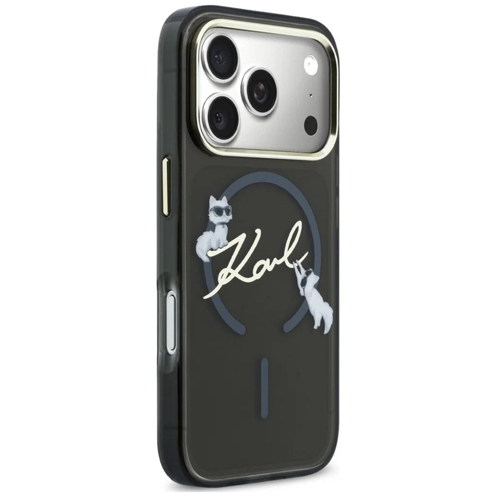 MagSafe puzdro pre Apple iPhone 18 Pro Max / 17 Pro Max, Karl Lagerfeld, IML Choupette Karl Script Logo, Čierne