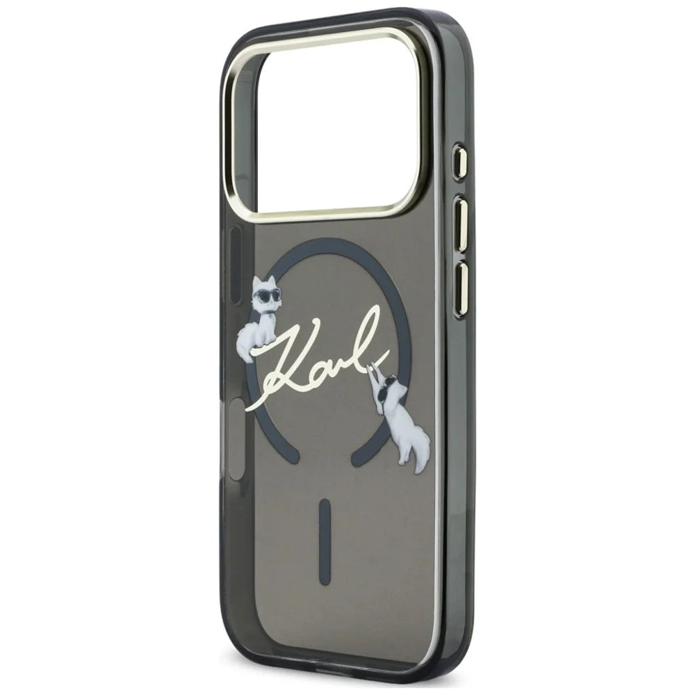 MagSafe puzdro pre Apple iPhone 18 Pro Max / 17 Pro Max, Karl Lagerfeld, IML Choupette Karl Script Logo, Čierne