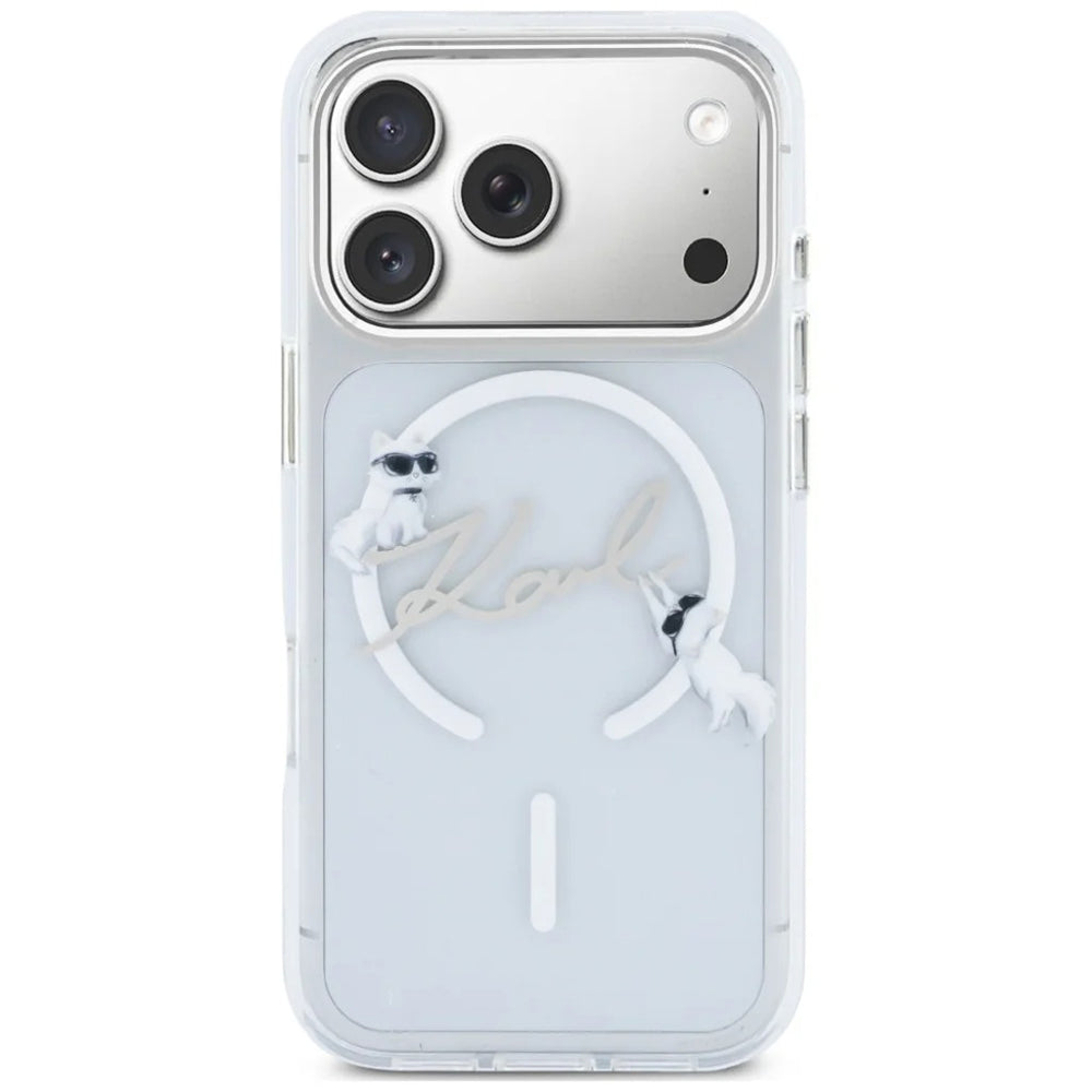 MagSafe puzdro pre Apple iPhone 18 Pro Max / 17 Pro Max, Karl Lagerfeld, IML Choupette Karl Script Logo, Priehľadné