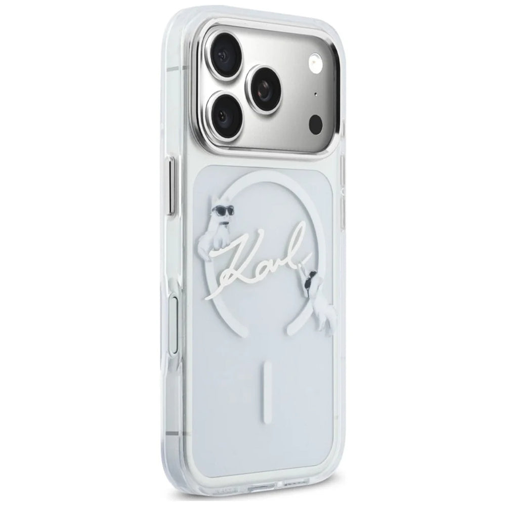 MagSafe puzdro pre Apple iPhone 18 Pro Max / 17 Pro Max, Karl Lagerfeld, IML Choupette Karl Script Logo, Priehľadné