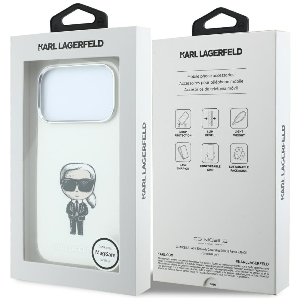 MagSafe puzdro pre Apple iPhone 18 Pro Max / 17 Pro Max, Karl Lagerfeld, IML Ikonik Sketch Print, Béžová