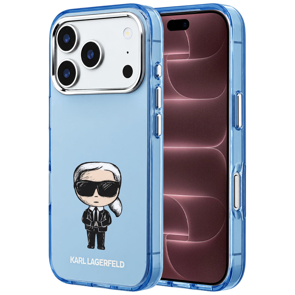 MagSafe puzdro pre Apple iPhone 18 Pro Max / 17 Pro Max, Karl Lagerfeld, IML Ikonik Sketch Print, modré