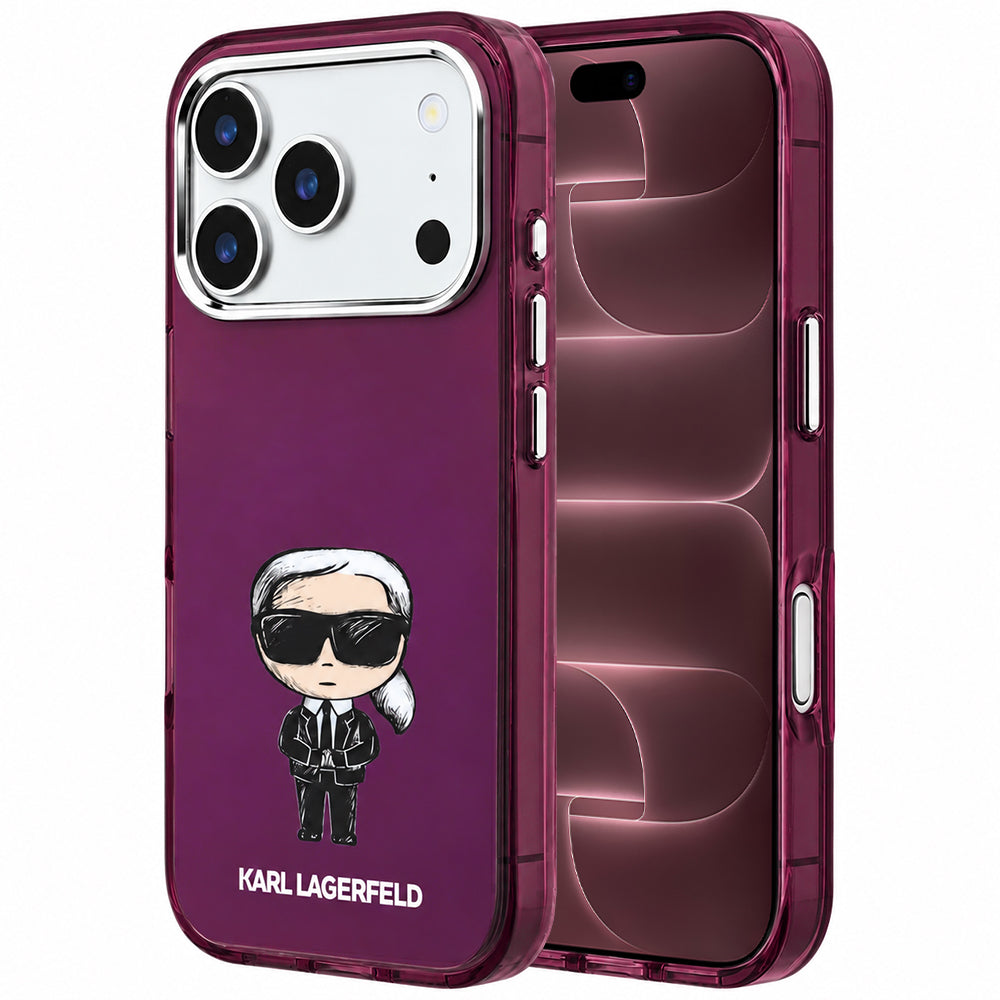 MagSafe puzdro pre Apple iPhone 18 Pro Max / 17 Pro Max, Karl Lagerfeld, IML Ikonik Sketch Print, Bordová