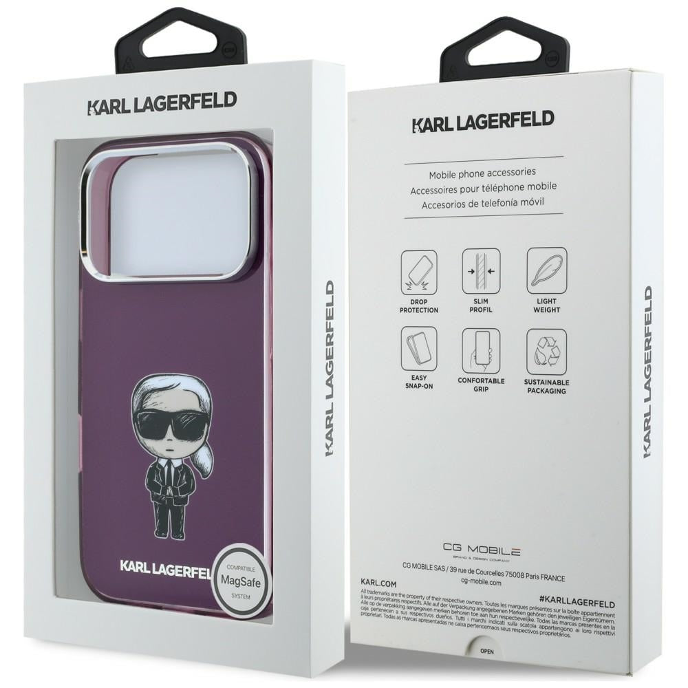 MagSafe puzdro pre Apple iPhone 18 Pro Max / 17 Pro Max, Karl Lagerfeld, IML Ikonik Sketch Print, Bordová