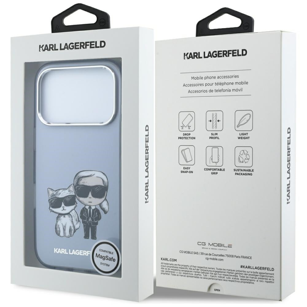 MagSafe puzdro pre Apple iPhone 18 Pro Max / 17 Pro Max, Karl Lagerfeld, IML KC Bodies Sketch Print, Modrá