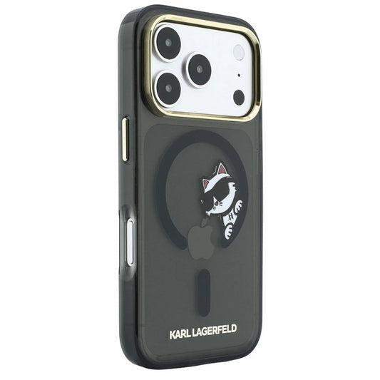MagSafe puzdro pre Apple iPhone 18 Pro Max / 17 Pro Max, Karl Lagerfeld, IML Peekaboo potlač a kovový rám, čierne