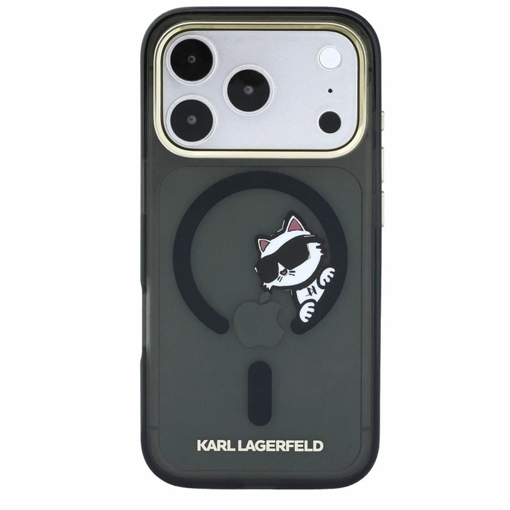 MagSafe puzdro pre Apple iPhone 18 Pro Max / 17 Pro Max, Karl Lagerfeld, IML Peekaboo potlač a kovový rám, čierne
