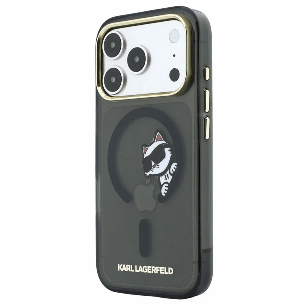 MagSafe puzdro pre Apple iPhone 18 Pro Max / 17 Pro Max, Karl Lagerfeld, IML Peekaboo potlač a kovový rám, čierne