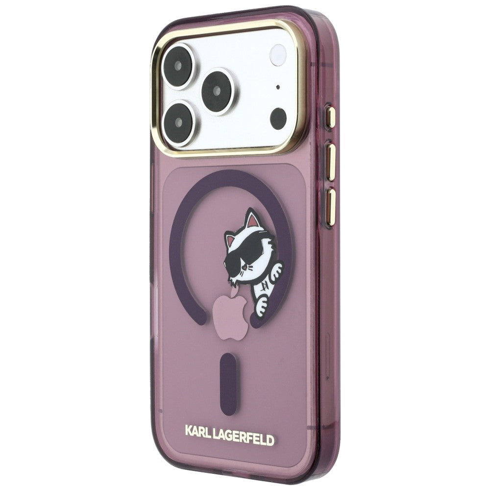 MagSafe puzdro pre Apple iPhone 18 Pro Max / 17 Pro Max, Karl Lagerfeld, IML Peekaboo potlač a kovový rám, vínová