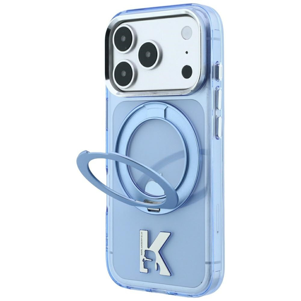 MagSafe puzdro pre Apple iPhone 18 Pro Max / 17 Pro Max, Karl Lagerfeld, IML Ring Stand Kameo Metal, Modré