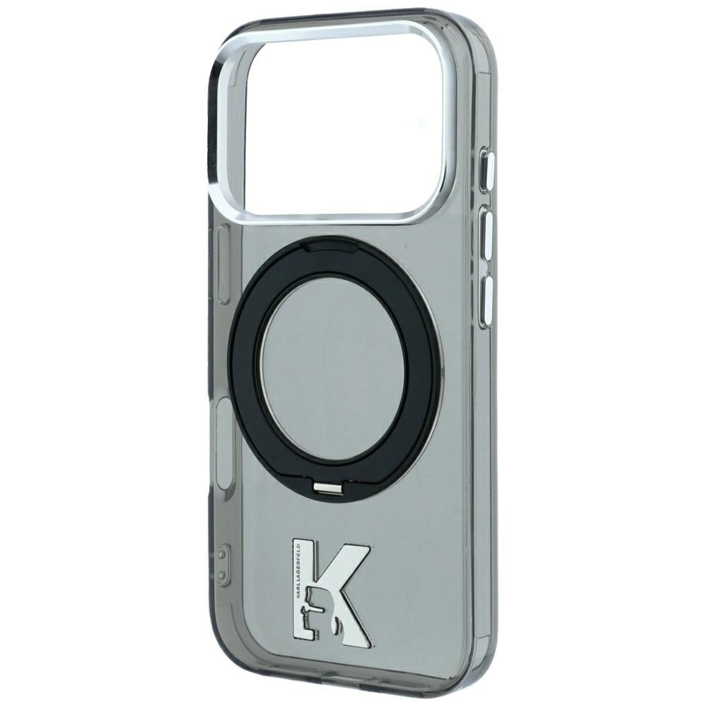 MagSafe puzdro pre Apple iPhone 18 Pro Max / 17 Pro Max, Karl Lagerfeld, IML Ring Stand Kameo Metal, Čierna