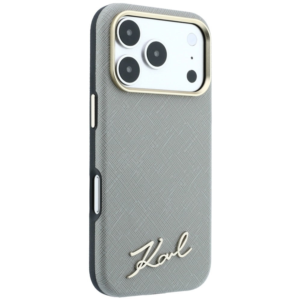 MagSafe puzdro pre Apple iPhone 18 Pro Max / 17 Pro Max, Karl Lagerfeld, Saffiano Small Script Metal Logo, Béžová