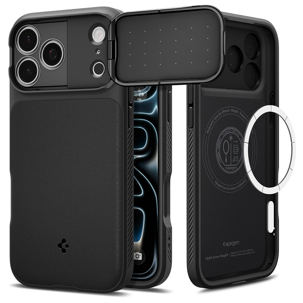 MagSafe puzdro pre Apple iPhone 18 Pro Max / 17 Pro Max, Spigen, Optik Armor, Čierna ACS09900
