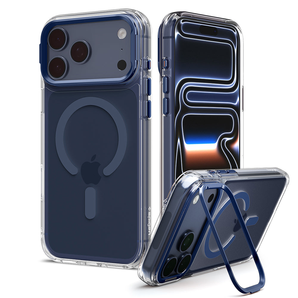 MagSafe puzdro pre Apple iPhone 18 Pro Max / 17 Pro Max, Spigen, Ultra Hybrid Optik S, Transparentná Tmavomodrá ACS11909