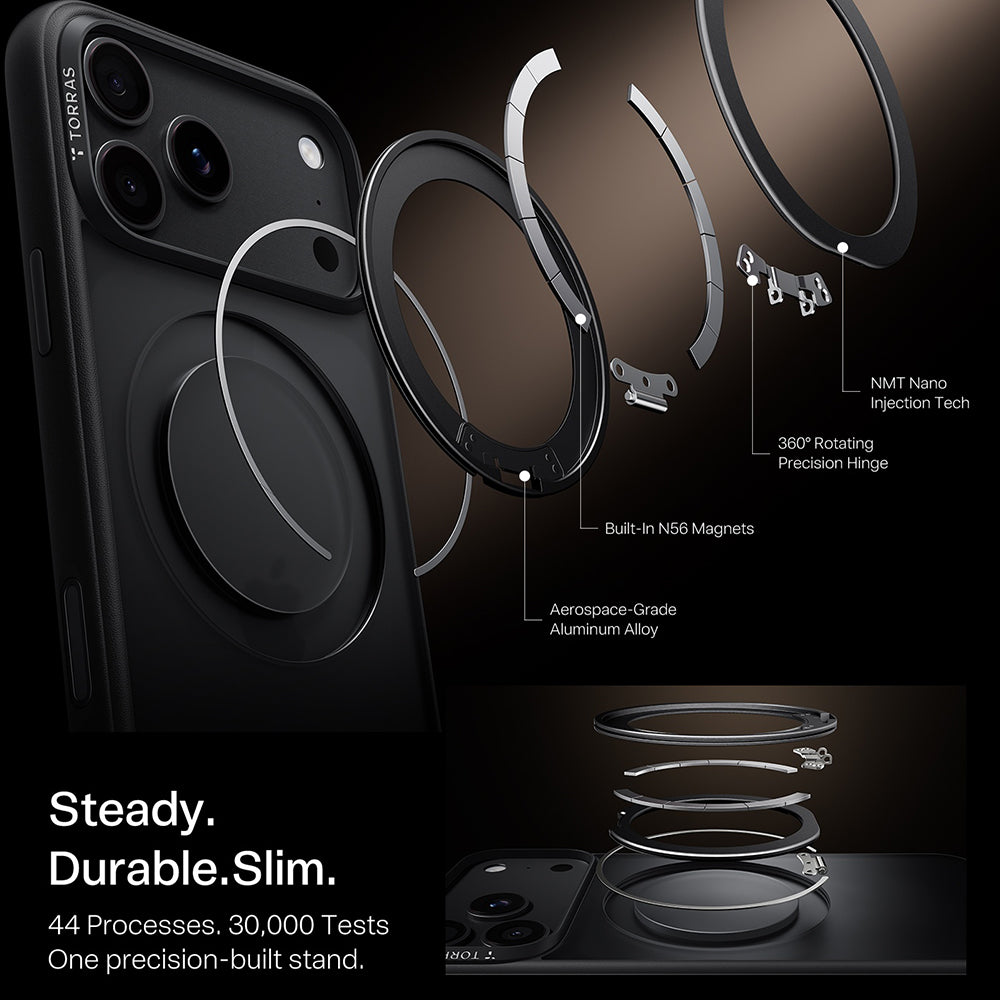 MagSafe puzdro pre Apple iPhone 18 Pro Max / 17 Pro Max, Torras, Ostand O1 Guardian, Čierna