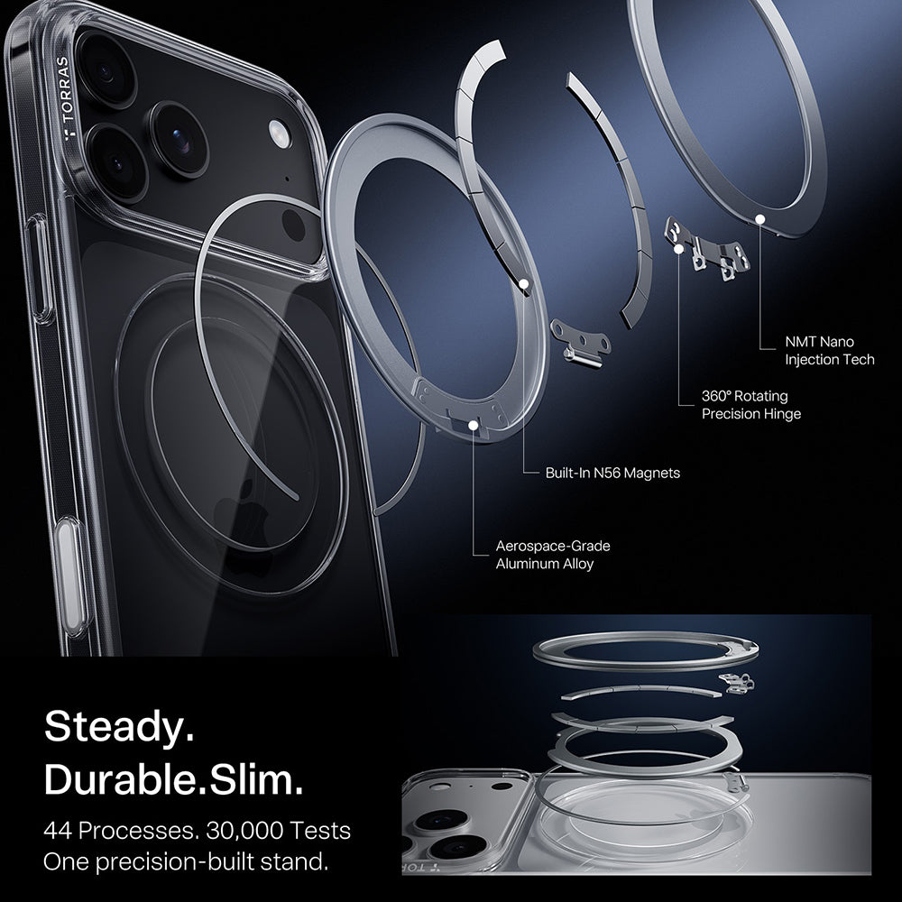 MagSafe puzdro pre Apple iPhone 18 Pro Max / 17 Pro Max, Torras, Ostand O1 Guardian, Priehľadné