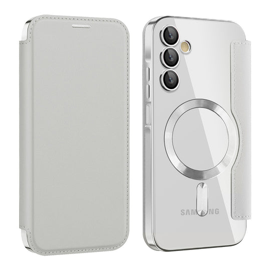MagSafe puzdro pre Samsung Galaxy A15 5G A156 / A15 A155, Techsuit, SmartMag Book, Sivá