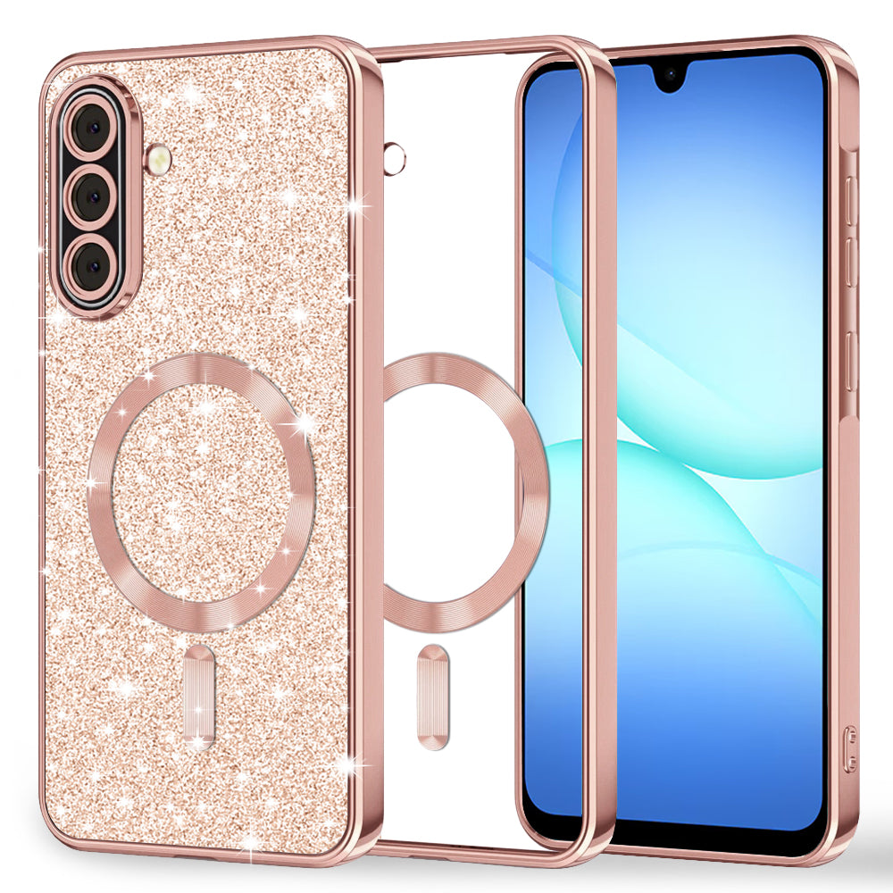 MagSafe puzdro pre Samsung Galaxy A17 4G / A17 5G, Techsuit, Luxury Glitter, Ružové