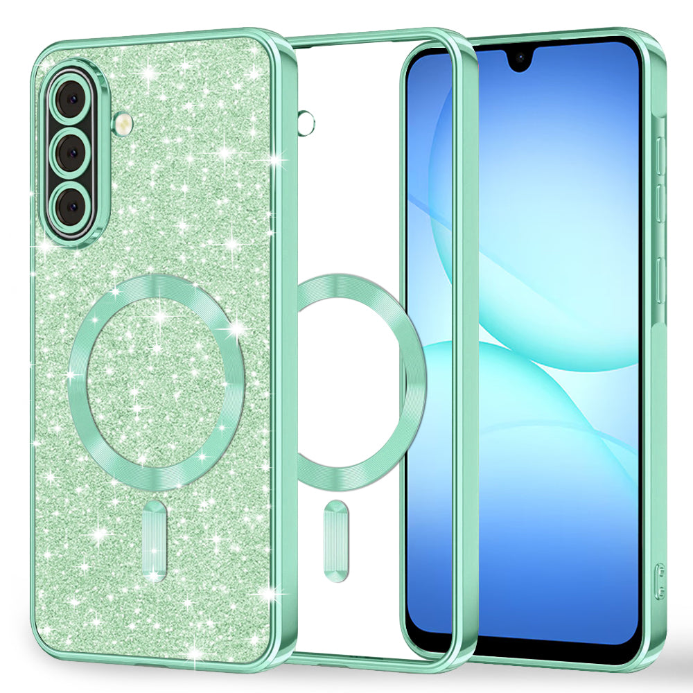 MagSafe puzdro pre Samsung Galaxy A17 4G / A17 5G, Techsuit, Luxury Glitter, Svetlozelené