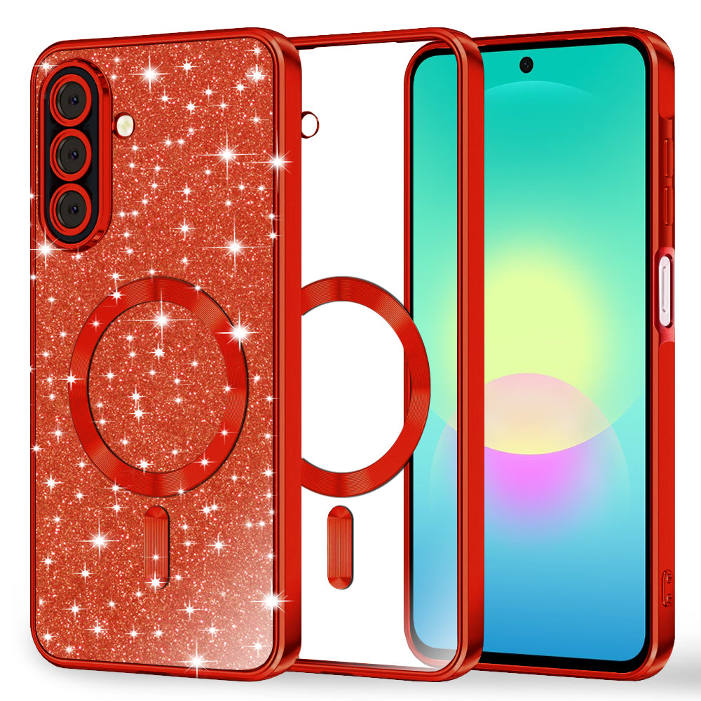 MagSafe puzdro pre Samsung Galaxy A27 5G, Techsuit, Luxury Glitter, Červené