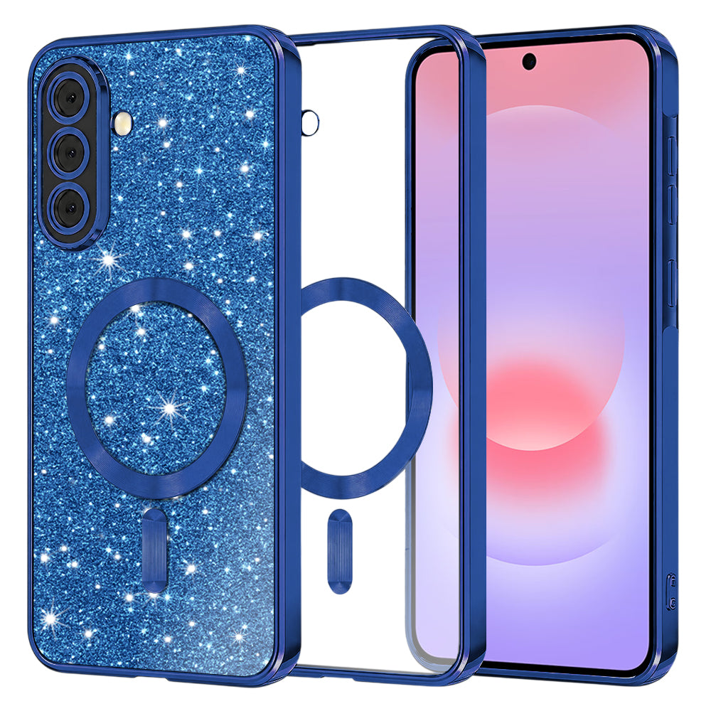 MagSafe puzdro pre Samsung Galaxy A37 5G, Techsuit, Luxury Glitter, Tmavomodrá