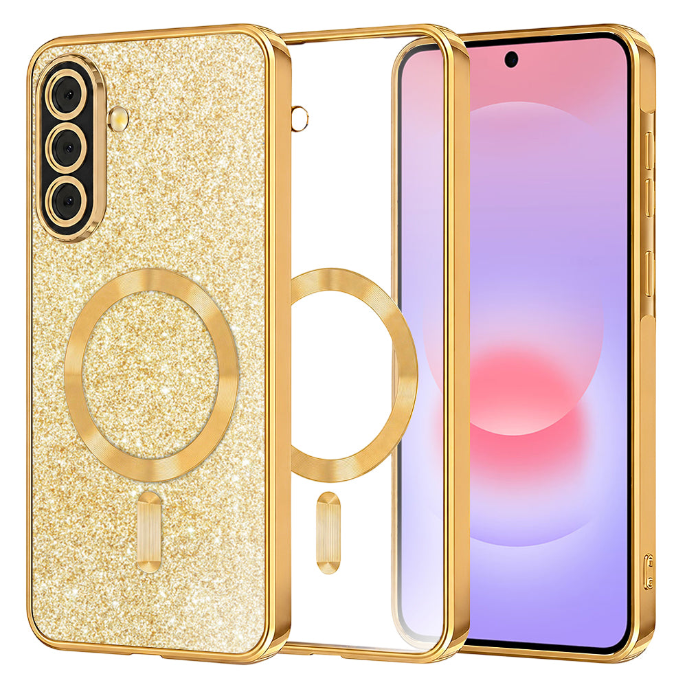 MagSafe puzdro pre Samsung Galaxy A37 5G, Techsuit, Luxury Glitter, Zlaté