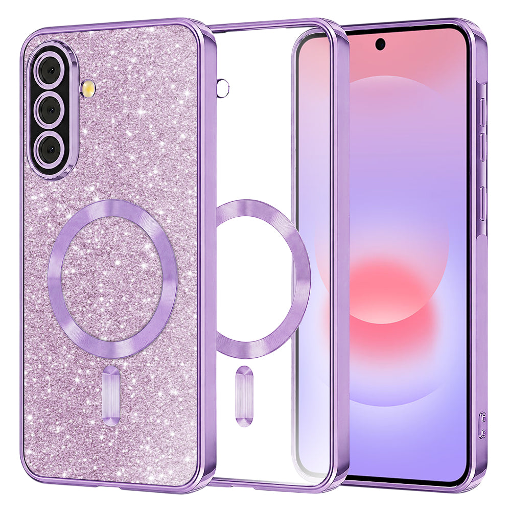 MagSafe puzdro pre Samsung Galaxy A37 5G, Techsuit, Luxury Glitter, Svetlofialové