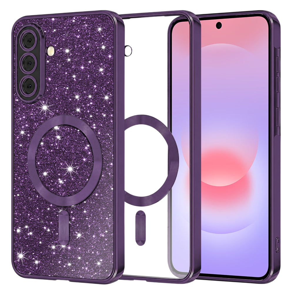 MagSafe puzdro pre Samsung Galaxy A37 5G, Techsuit, Luxury Glitter, Tmavofialová