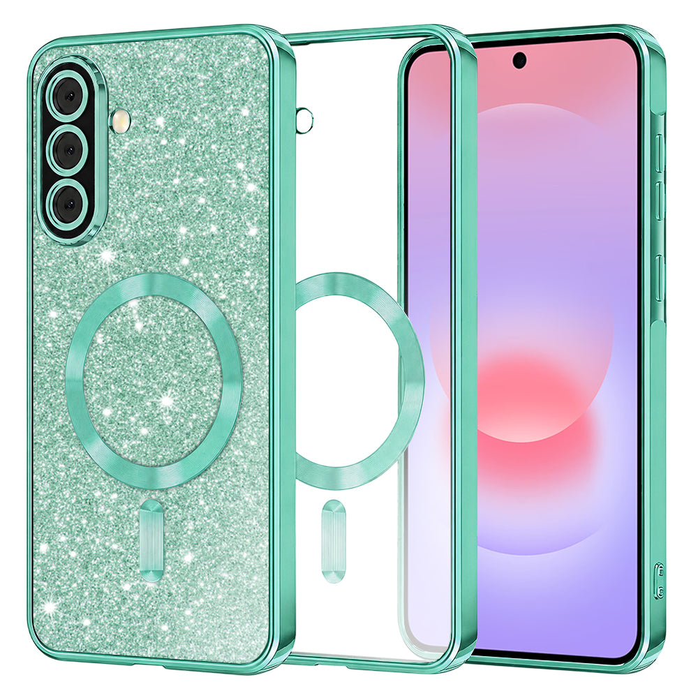 MagSafe puzdro pre Samsung Galaxy A37 5G, Techsuit, Luxury Glitter, Svetlozelené