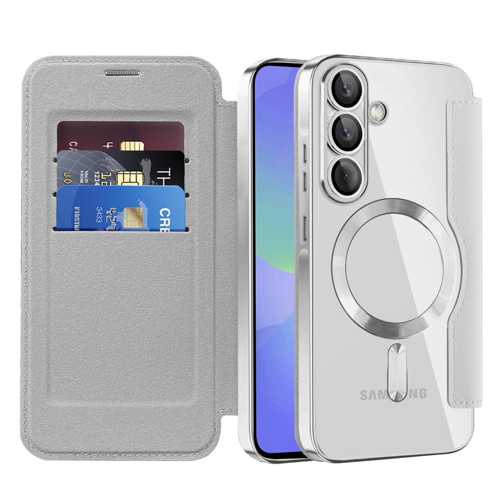 MagSafe Case for Samsung Galaxy A37 5G, Techsuit, SmartMag Book, Gray