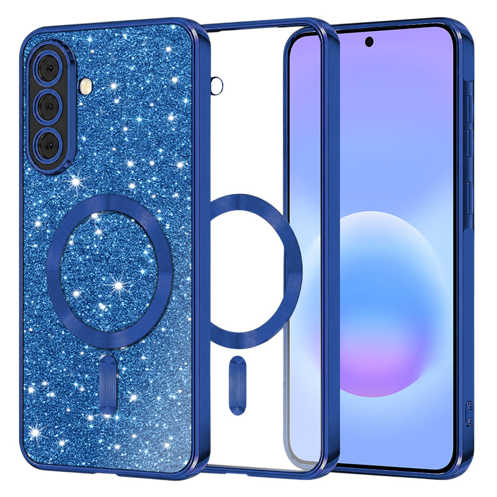 MagSafe puzdro pre Samsung Galaxy A57 5G, Techsuit, Luxury Glitter, Tmavomodrá
