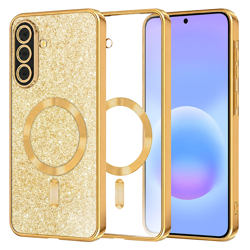 MagSafe puzdro pre Samsung Galaxy A57 5G, Techsuit, Luxury Glitter, Zlaté