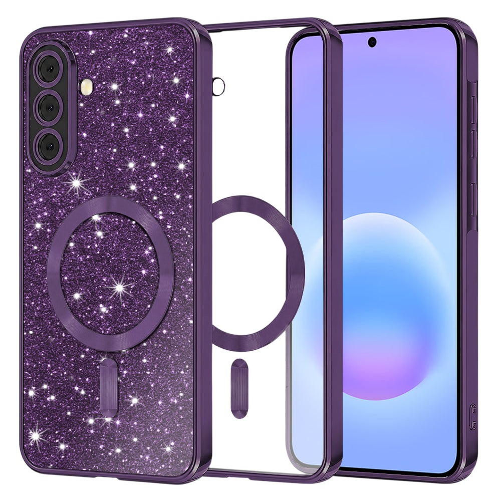 MagSafe puzdro pre Samsung Galaxy A57 5G, Techsuit, Luxury Glitter, Tmavofialová
