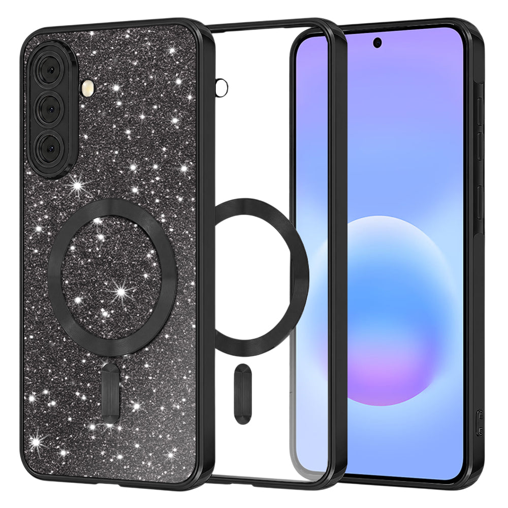 MagSafe puzdro pre Samsung Galaxy A57 5G, Techsuit, Luxury Glitter, čierne