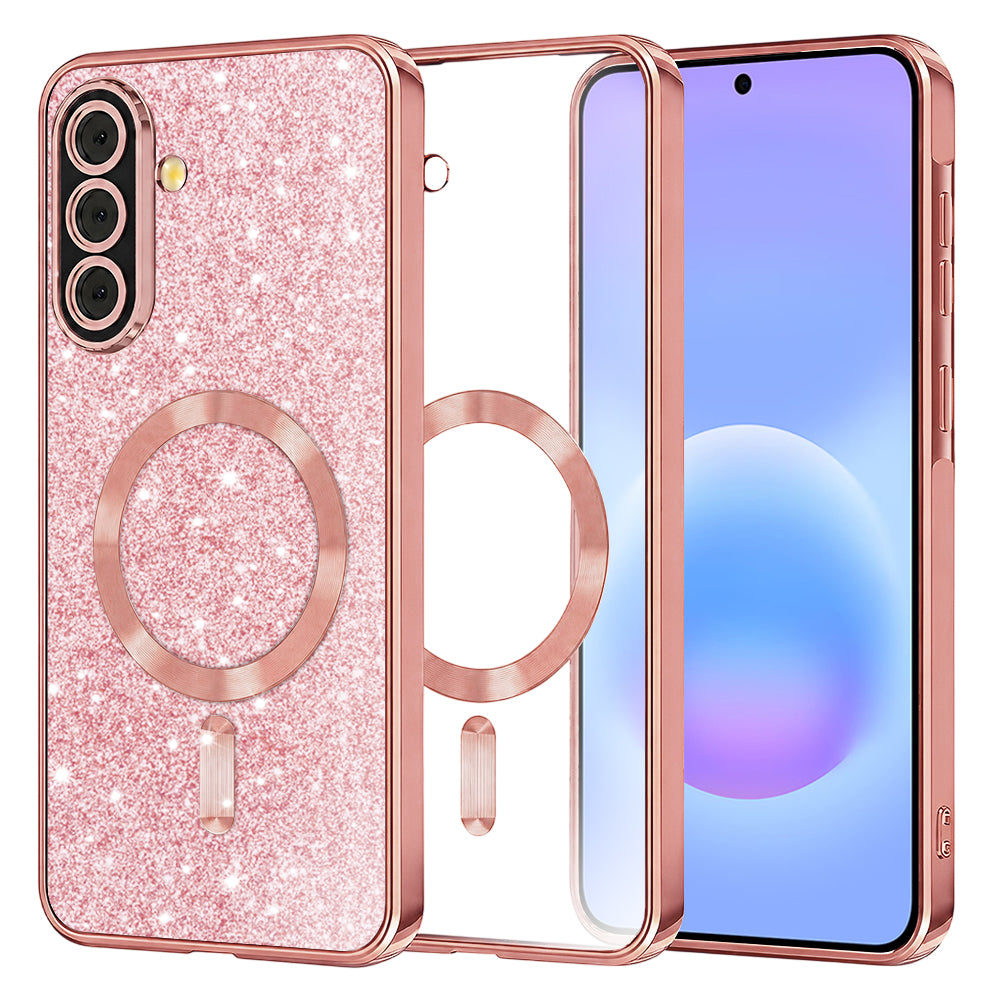 MagSafe puzdro pre Samsung Galaxy A57 5G, Techsuit, Luxury Glitter, Ružovo-zlaté