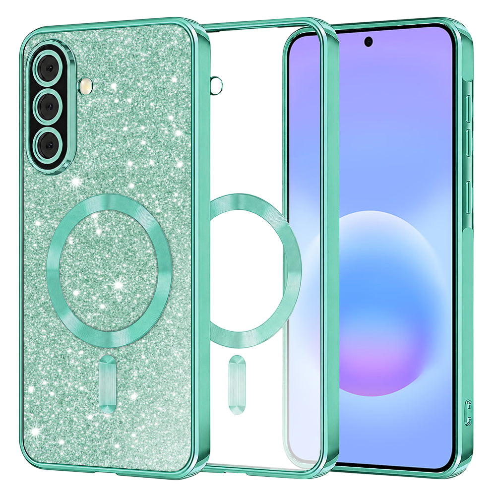 MagSafe puzdro pre Samsung Galaxy A57 5G, Techsuit, Luxury Glitter, Svetlozelené