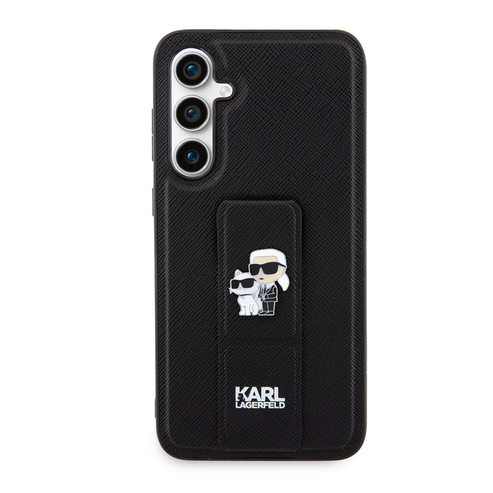 Puzdro MagSafe pre Samsung Galaxy S23 FE S711, Karl Lagerfeld, Saffiano Gripstand Karl & Choupette, Modrá