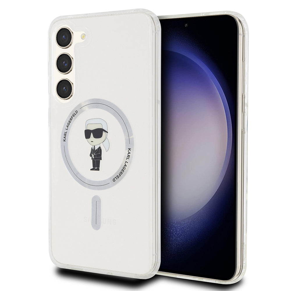 Puzdro MagSafe pre Samsung Galaxy S23+ S916, Karl Lagerfeld, IML Ikonik Karl, Priehľadné
