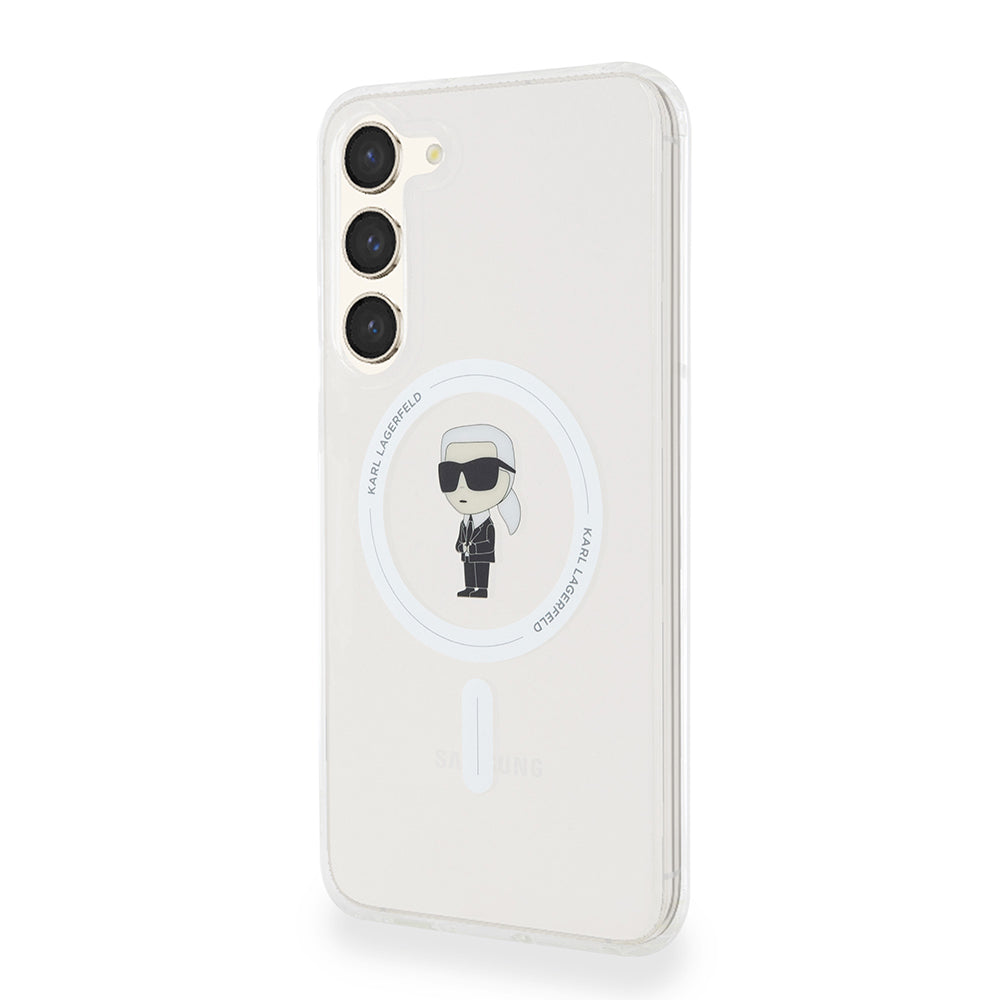 Puzdro MagSafe pre Samsung Galaxy S23+ S916, Karl Lagerfeld, IML Ikonik Karl, Priehľadné